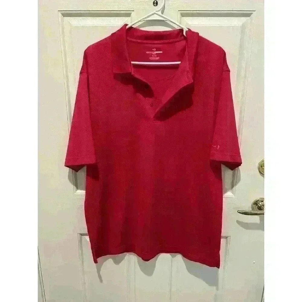 Grand Slam Polo Mens XL Red Golf 1/4 Button Collared Shirt 4th Of July